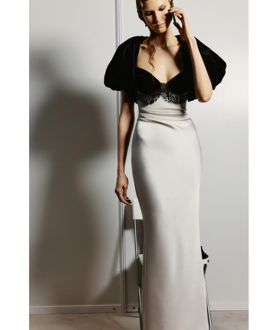 RASARIO Белое бархатное вечернее платье, фото 4