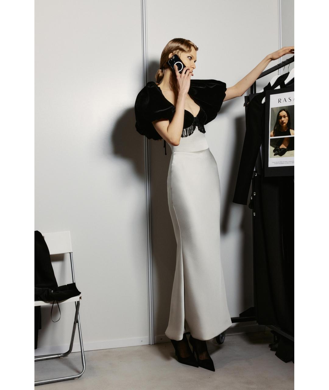 RASARIO Белое бархатное вечернее платье, фото 3