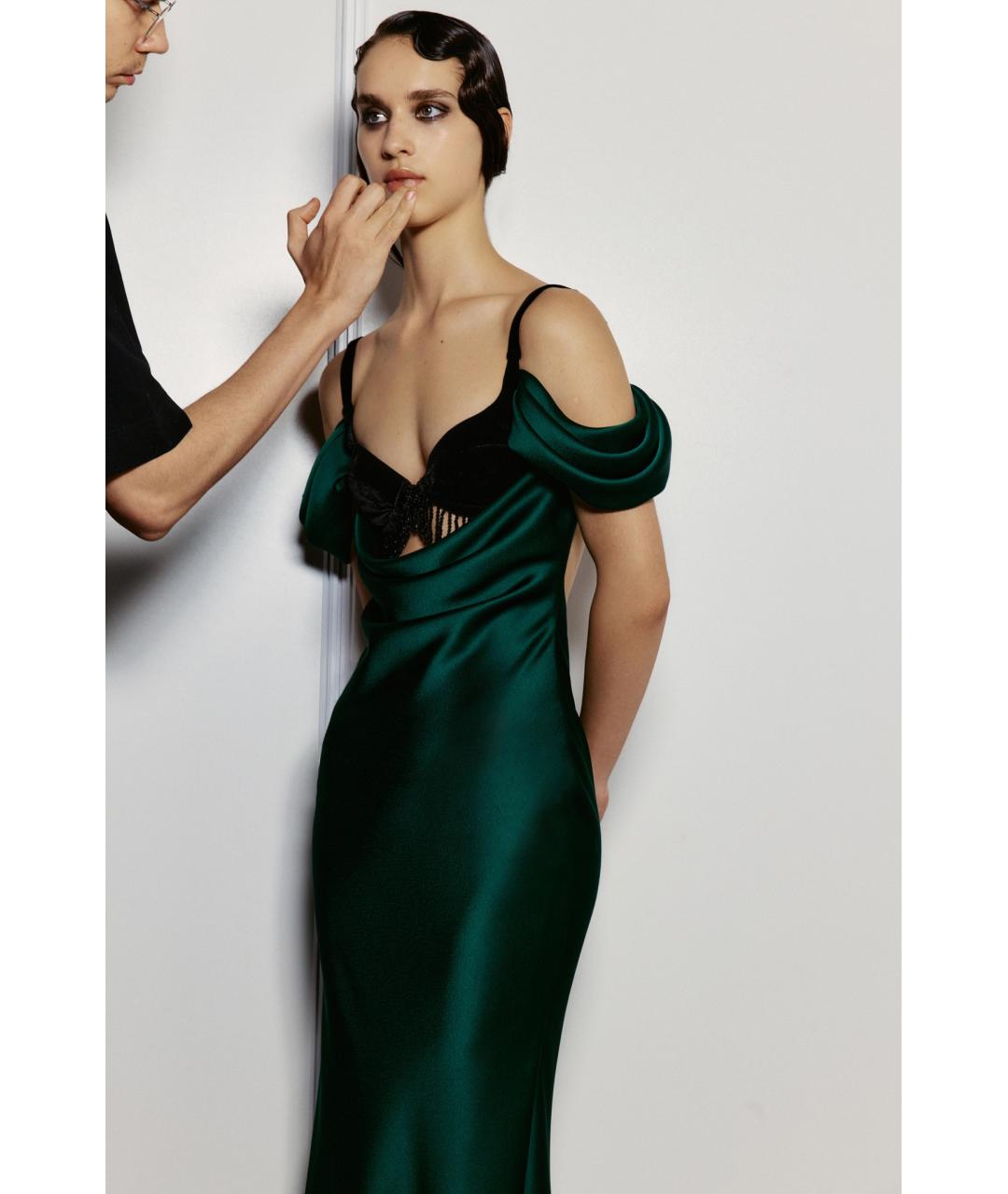 RASARIO Зеленые бархатное вечернее платье, фото 3