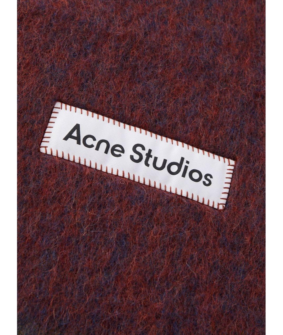 ACNE STUDIOS Бордовый шерстяной шарф, фото 3