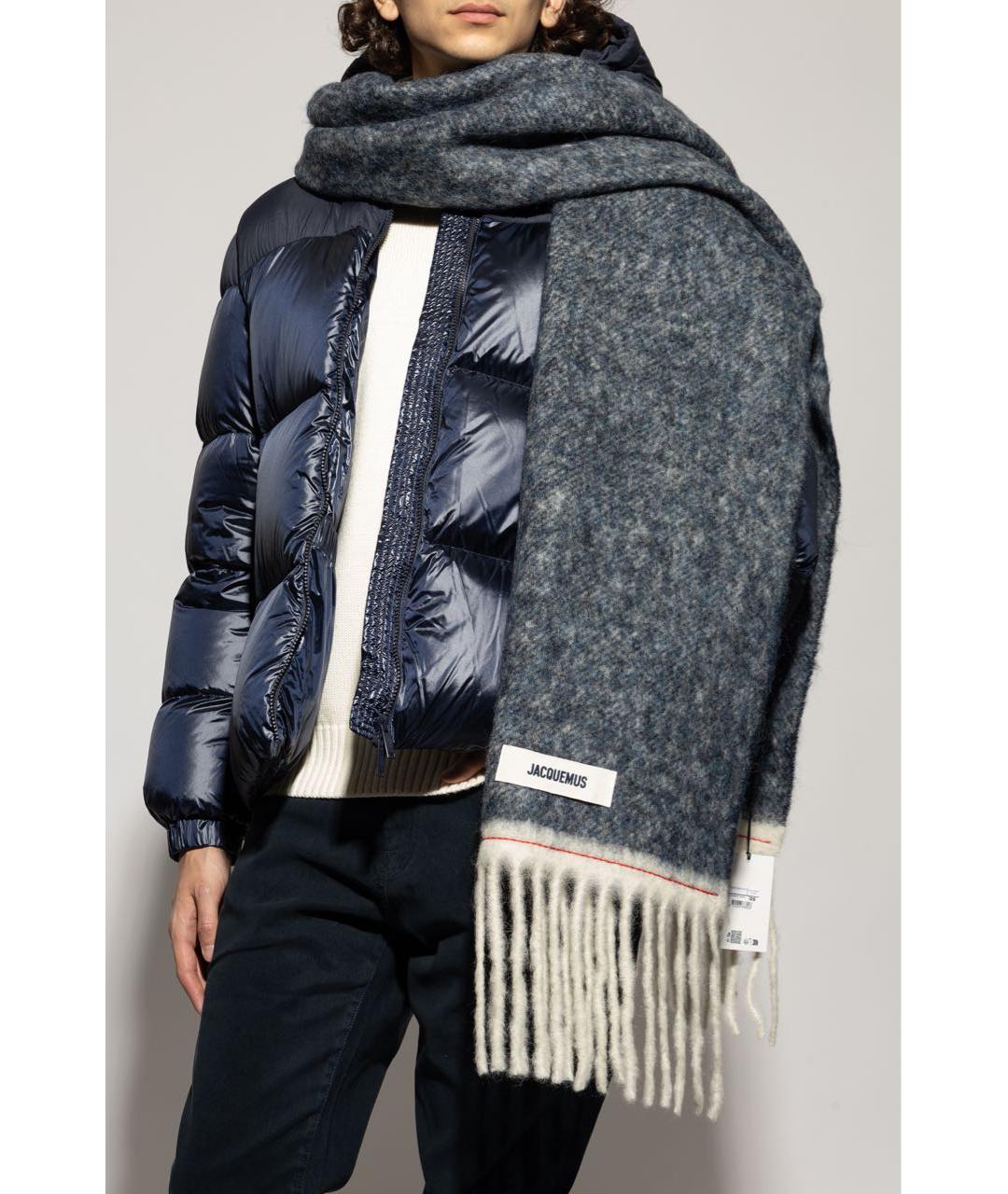 JACQUEMUS Черный шерстяной шарф, фото 4