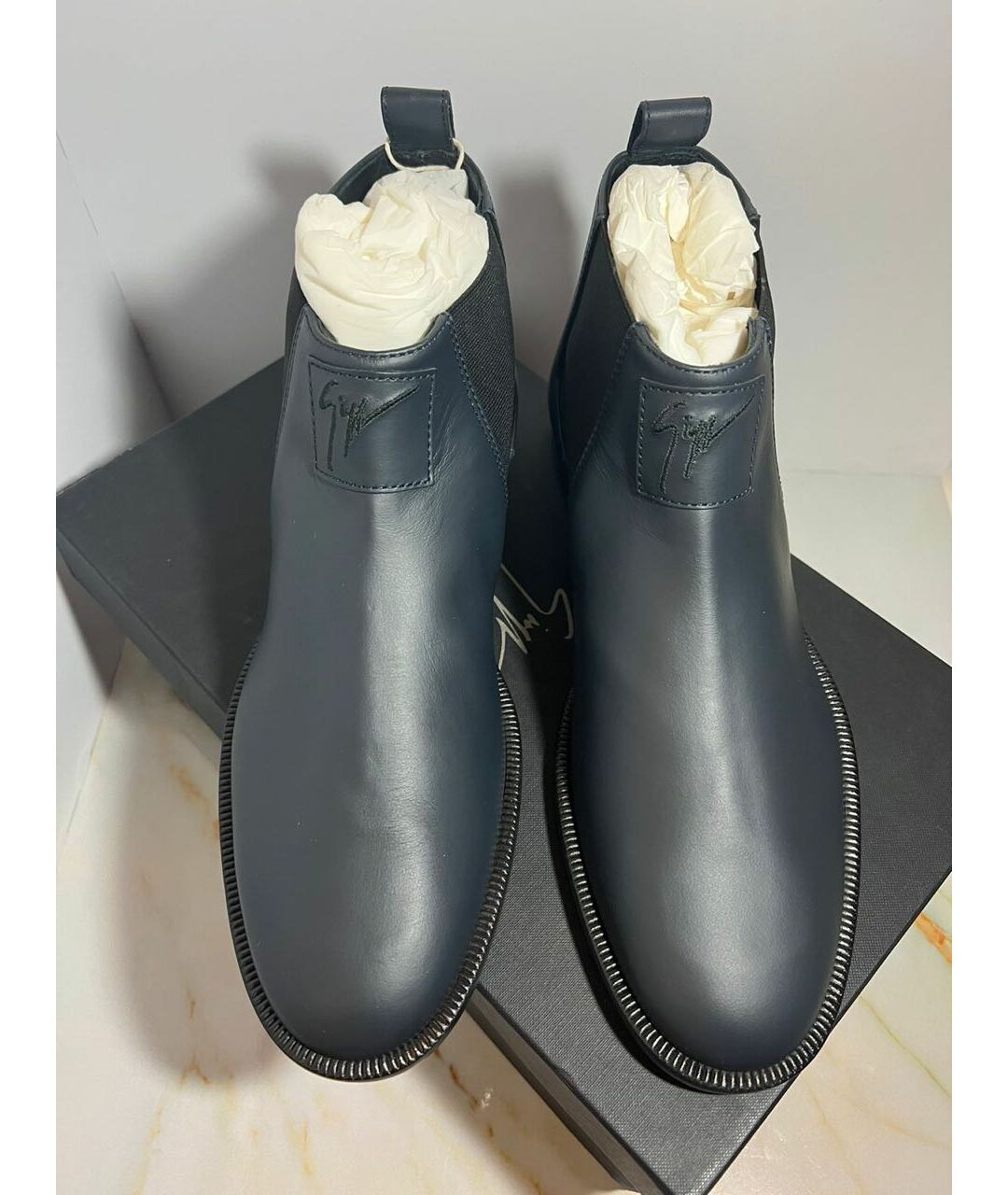 GIUSEPPE ZANOTTI DESIGN Синие кожаные высокие ботинки, фото 3