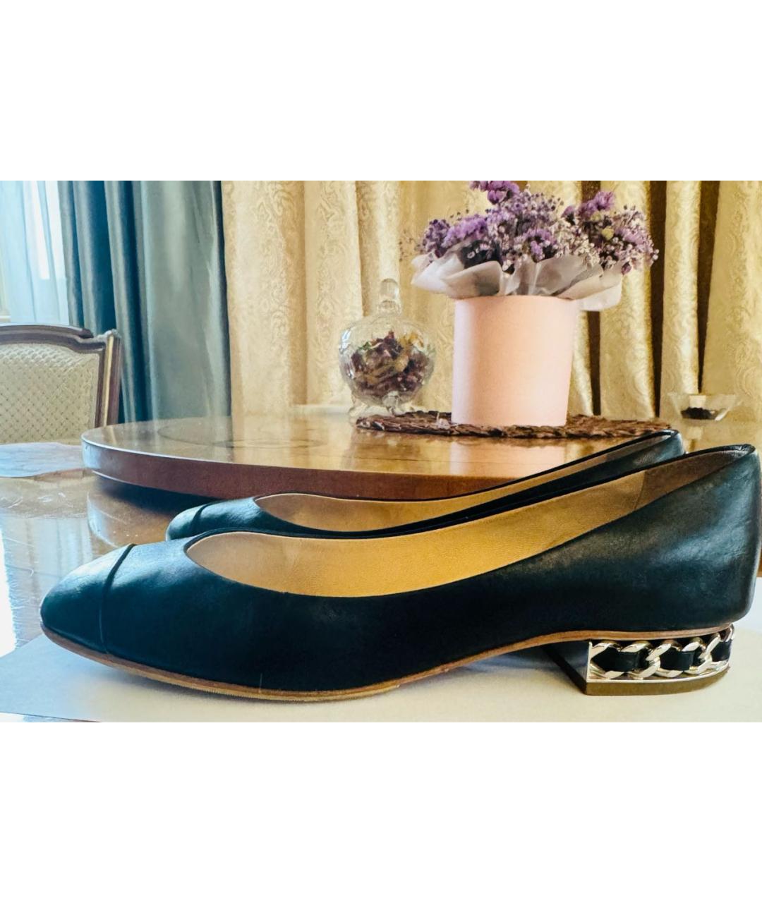 CHANEL Черные кожаные балетки, фото 4