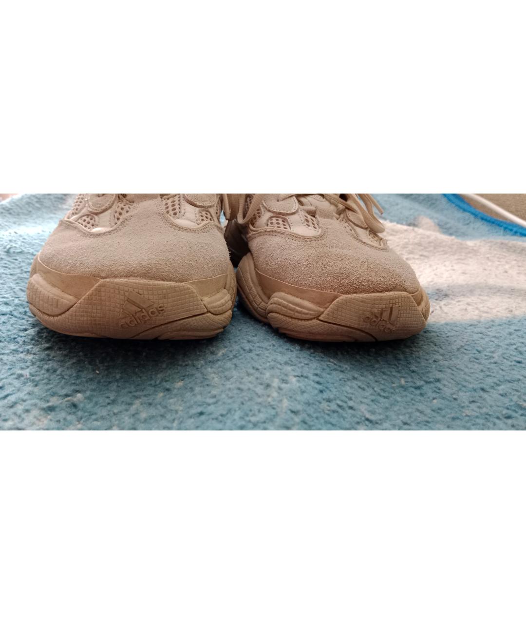 ADIDAS YEEZY Бежевые замшевые низкие кроссовки / кеды, фото 3