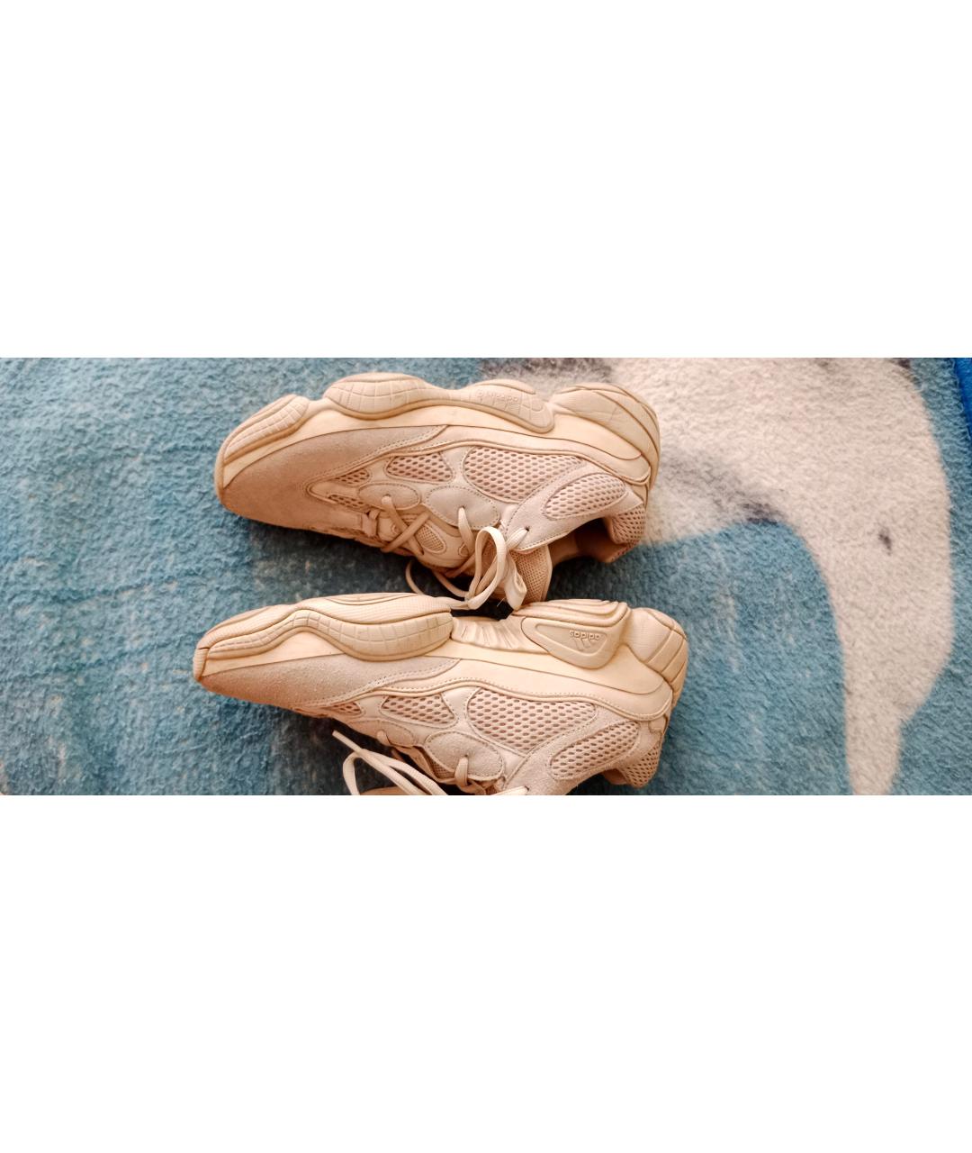 ADIDAS YEEZY Бежевые замшевые низкие кроссовки / кеды, фото 4