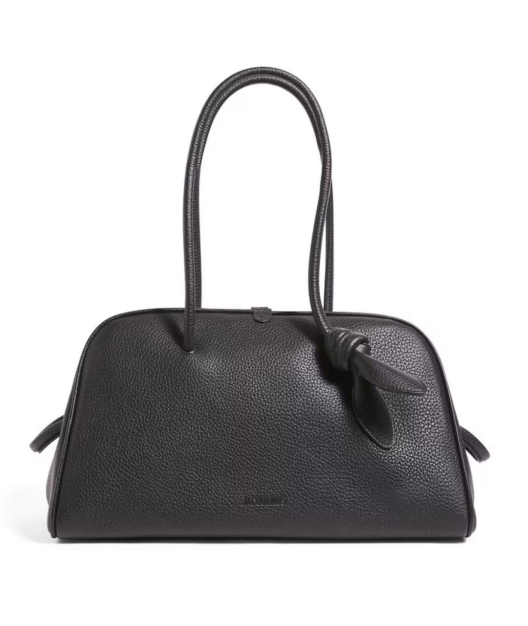 JACQUEMUS Черная кожаная сумка с короткими ручками, фото 1