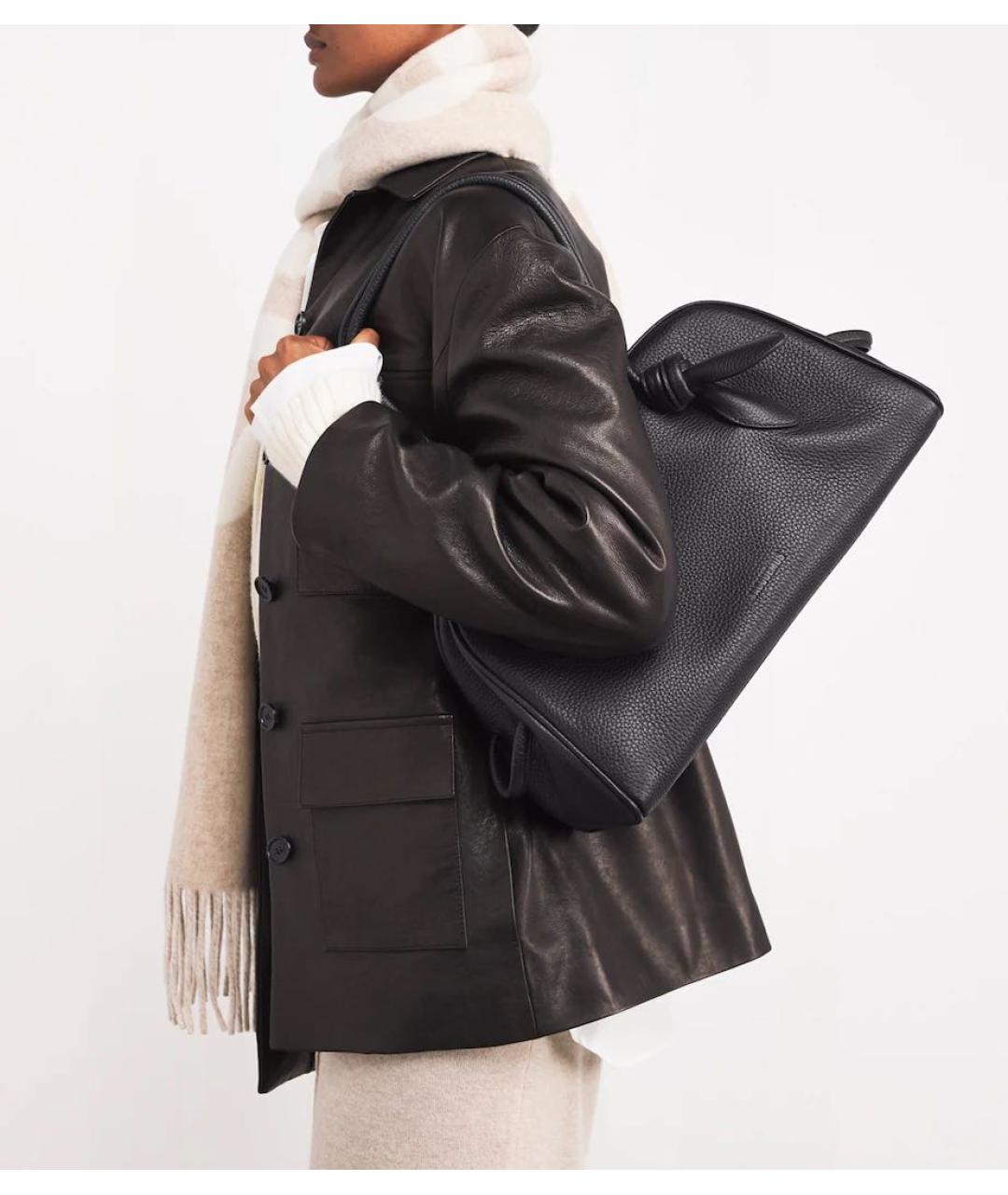 JACQUEMUS Черная кожаная сумка с короткими ручками, фото 3