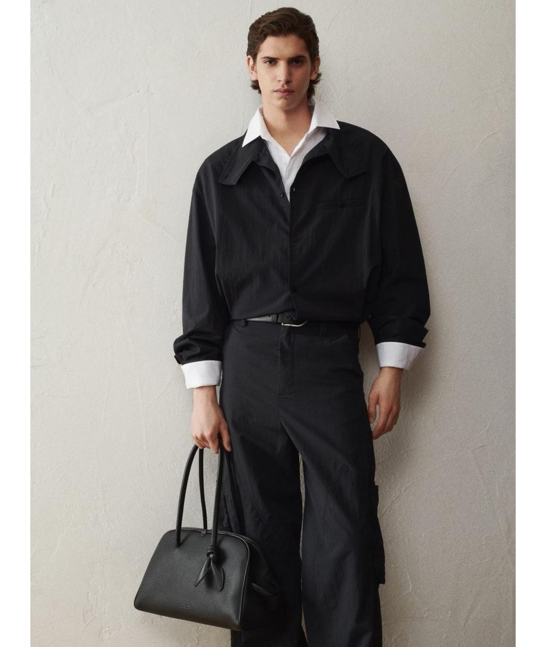 JACQUEMUS Черная кожаная сумка с короткими ручками, фото 6