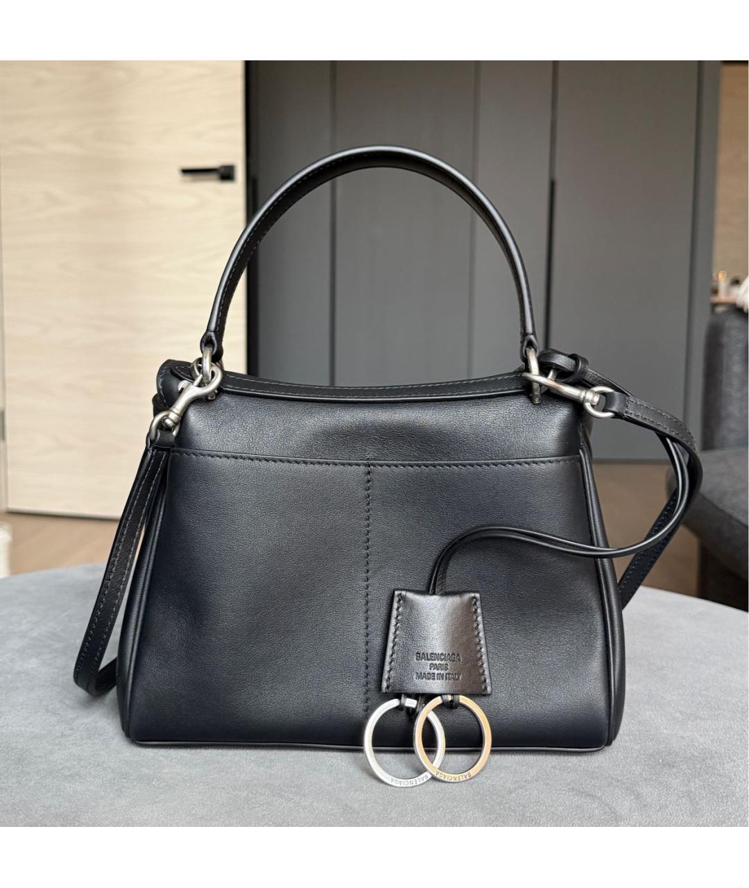 BALENCIAGA Черная кожаная сумка тоут, фото 3