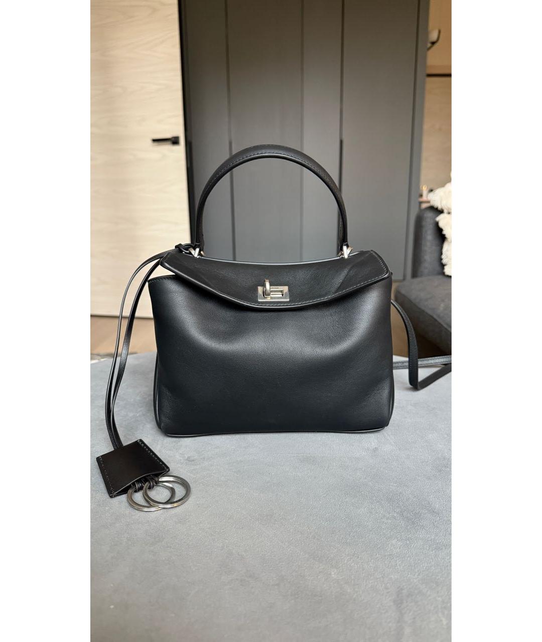 BALENCIAGA Черная кожаная сумка тоут, фото 7