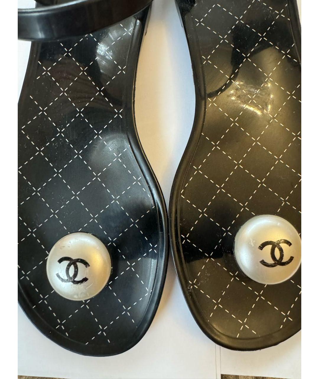 CHANEL Черные резиновые сандалии, фото 3