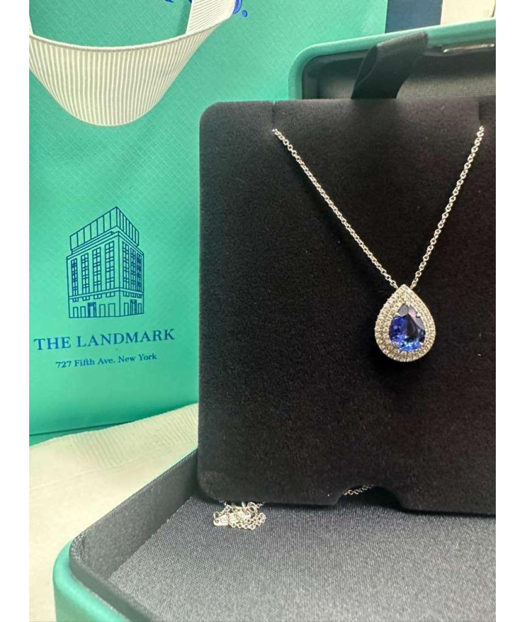 TIFFANY&CO Синяя платиновая подвеска, фото 4