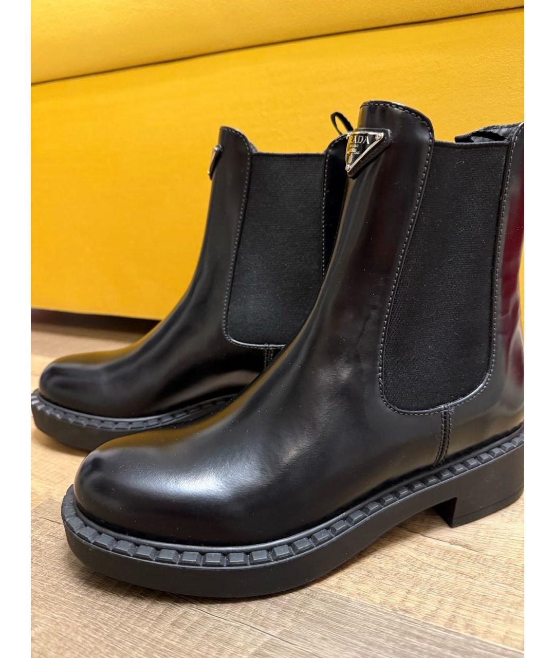 PRADA Черные кожаные полусапоги, фото 3