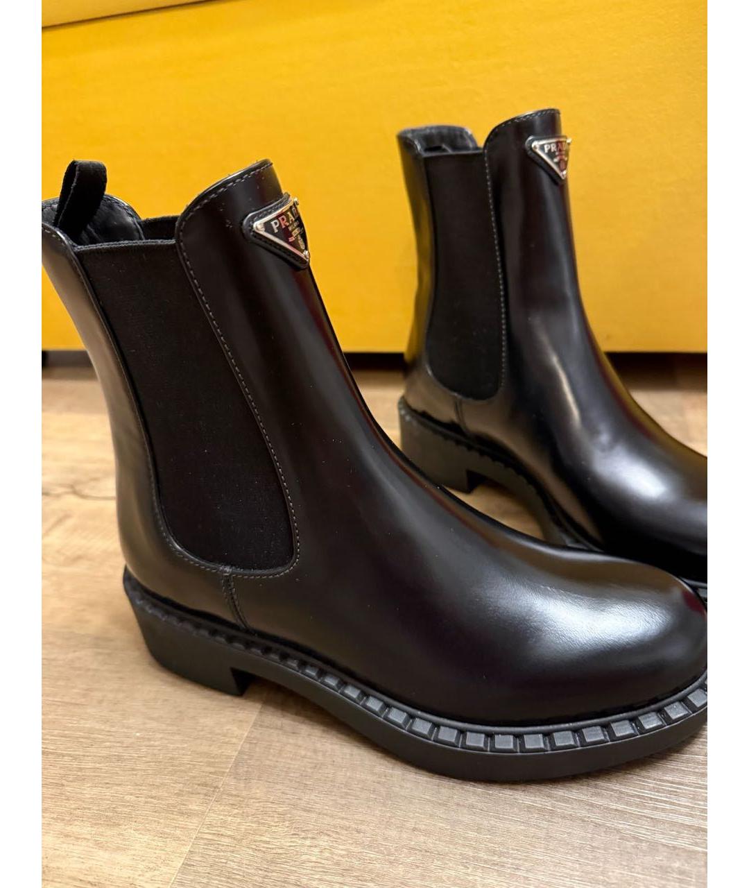PRADA Черные кожаные полусапоги, фото 5