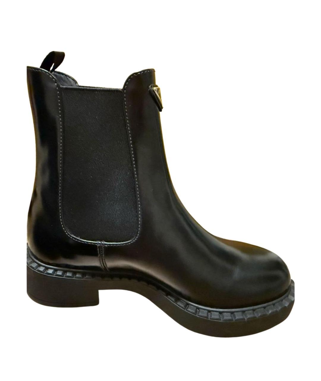 PRADA Черные кожаные полусапоги, фото 1