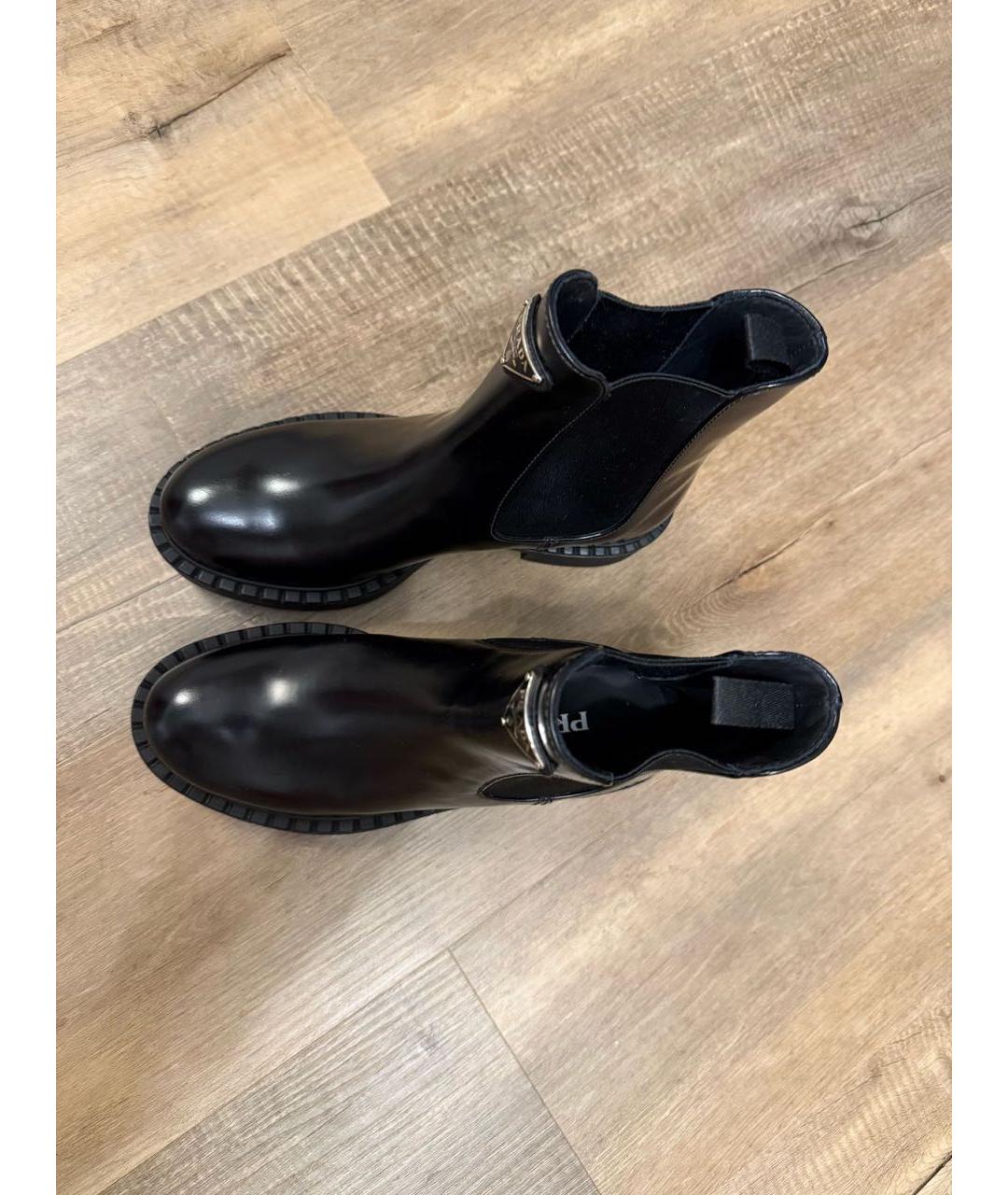 PRADA Черные кожаные полусапоги, фото 2