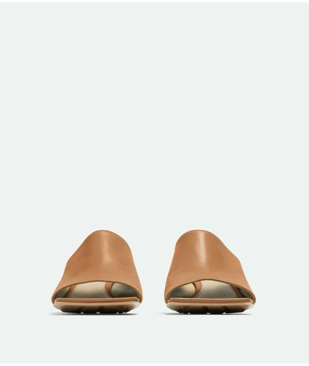 BOTTEGA VENETA Коричневые кожаные мюли, фото 2
