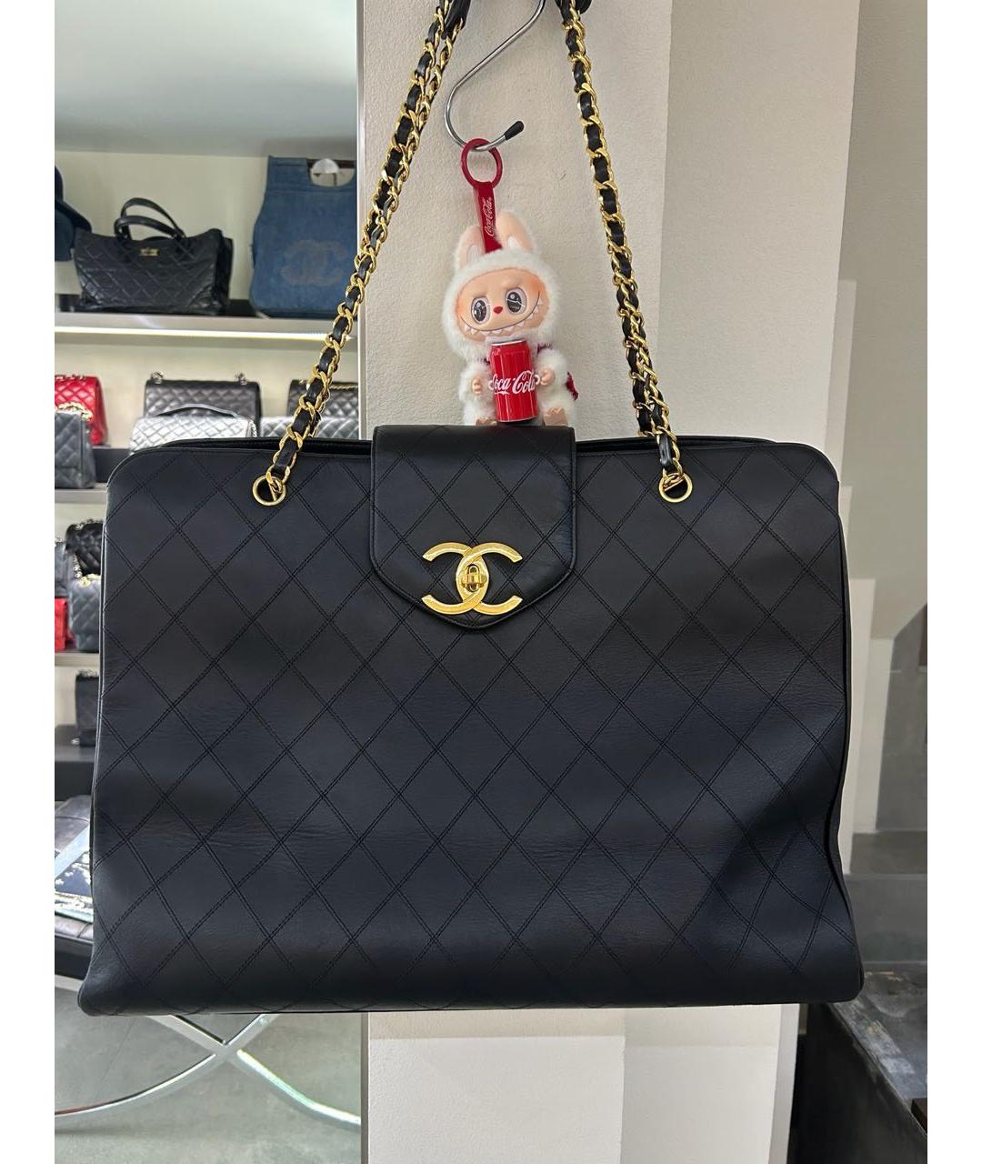CHANEL Черная кожаная сумка тоут, фото 9