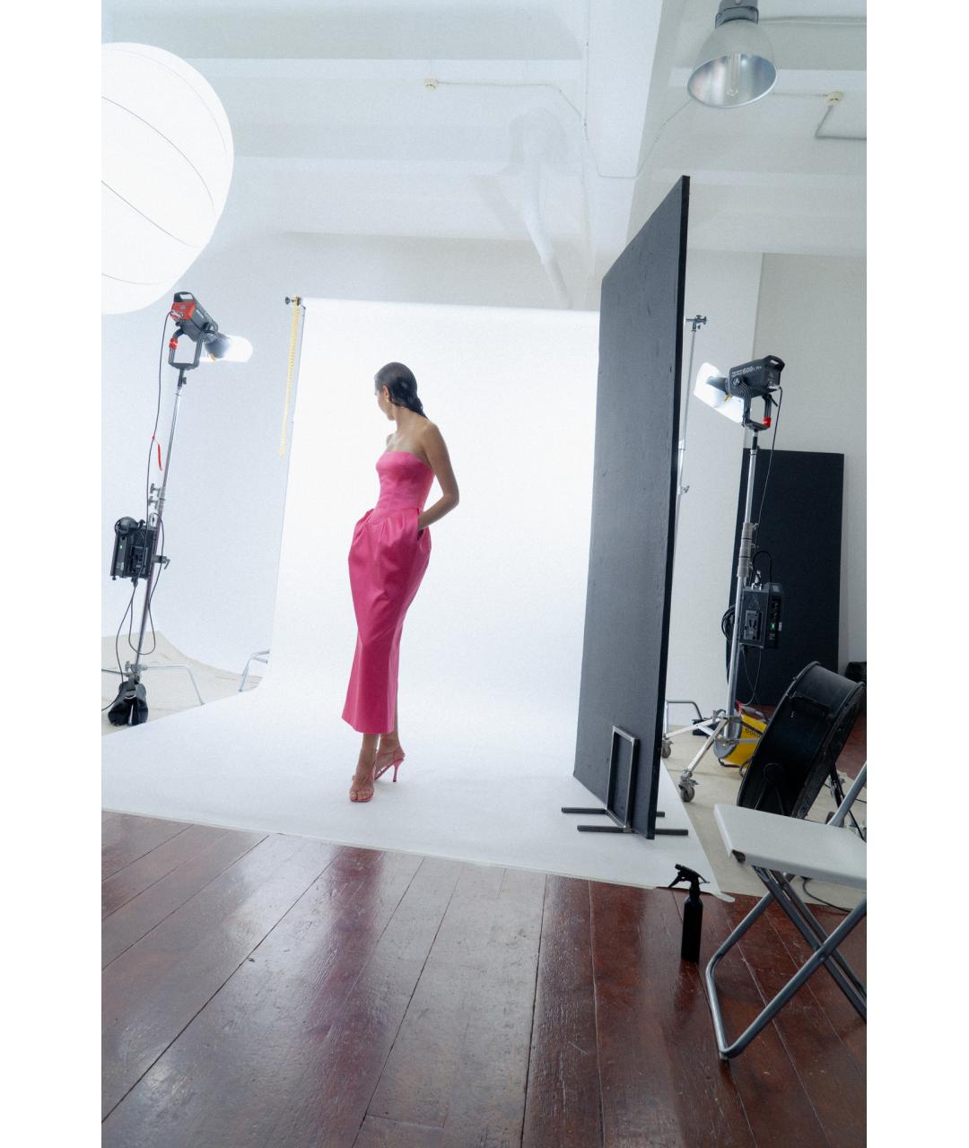 RASARIO Розовое атласное вечернее платье, фото 5