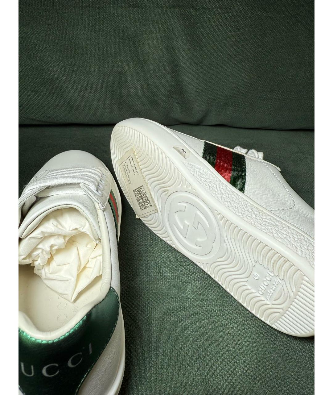 GUCCI Белые кожаные кеды, фото 2