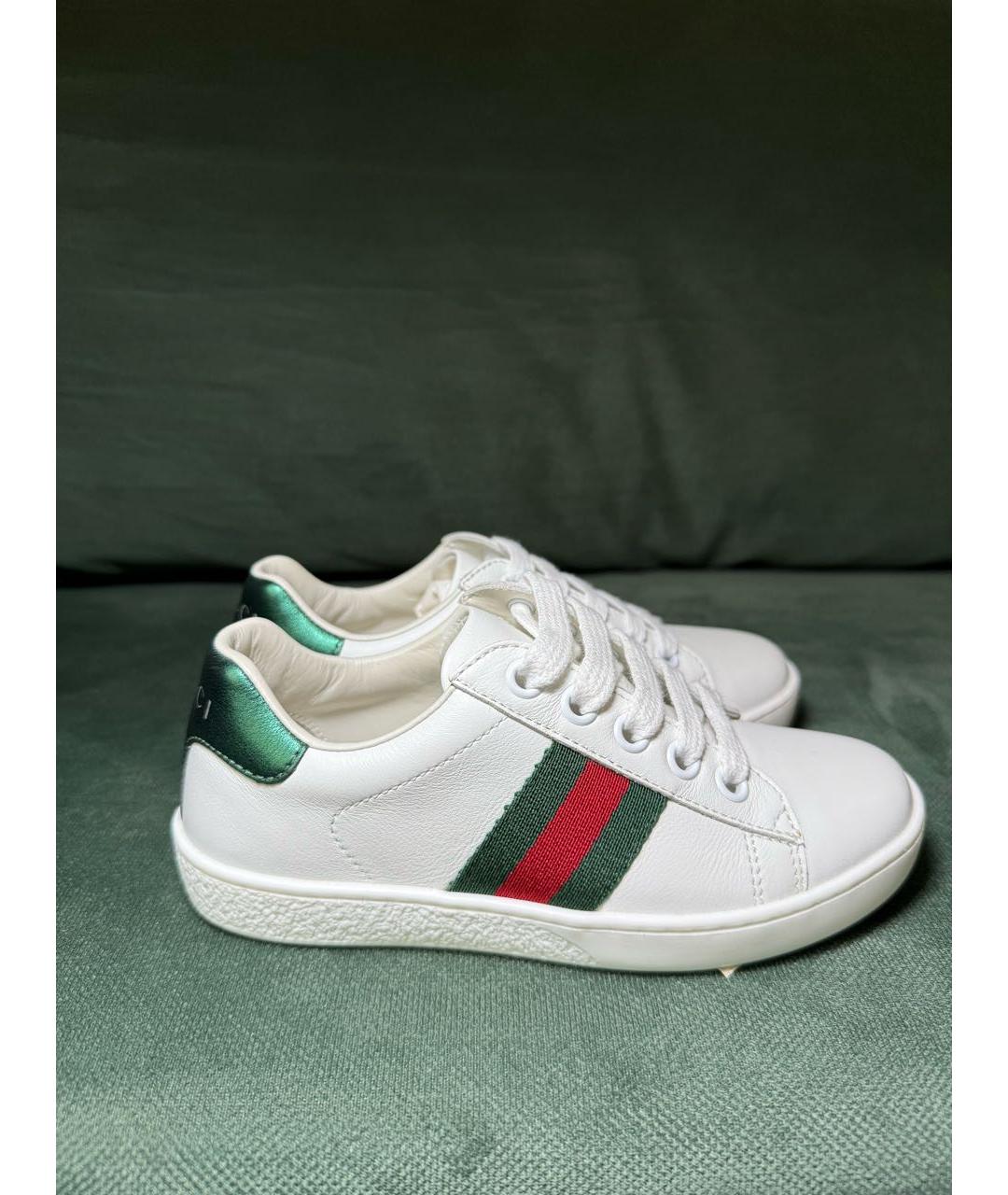 GUCCI Белые кожаные кеды, фото 3