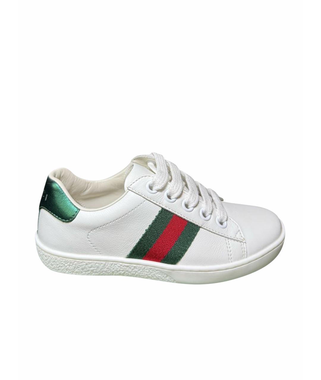 GUCCI Белые кожаные кеды, фото 1