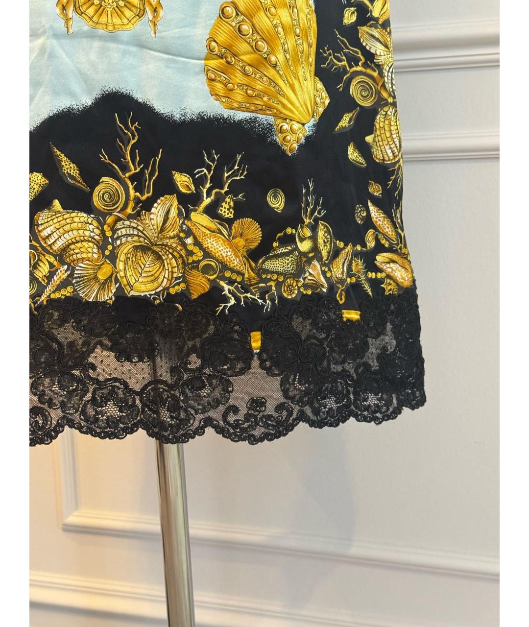 VERSACE Золотое шелковое коктейльное платье, фото 4