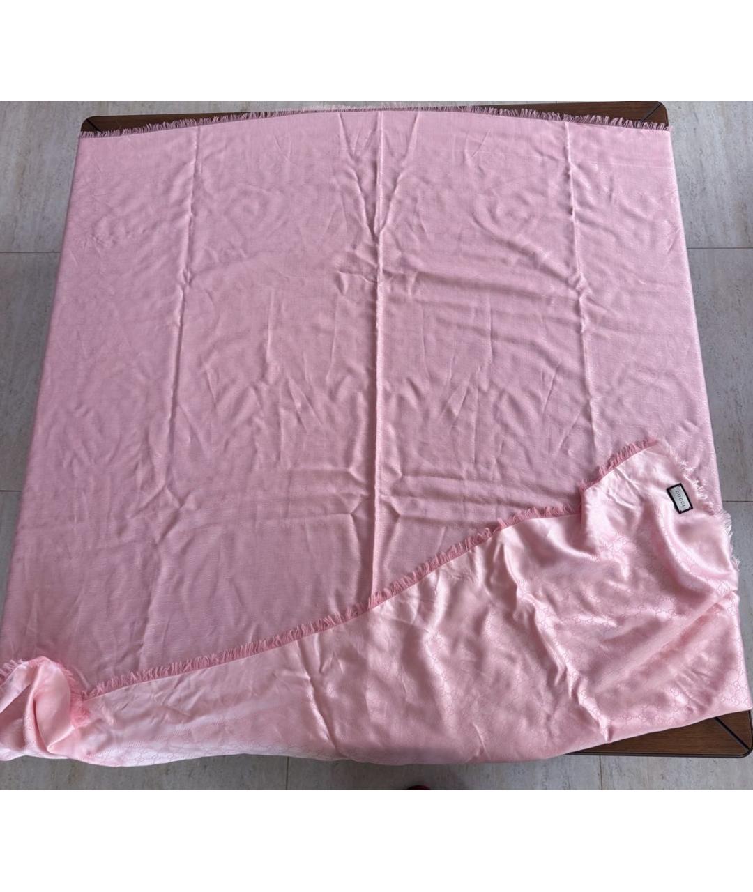 GUCCI Розовый шерстяной шарф, фото 2