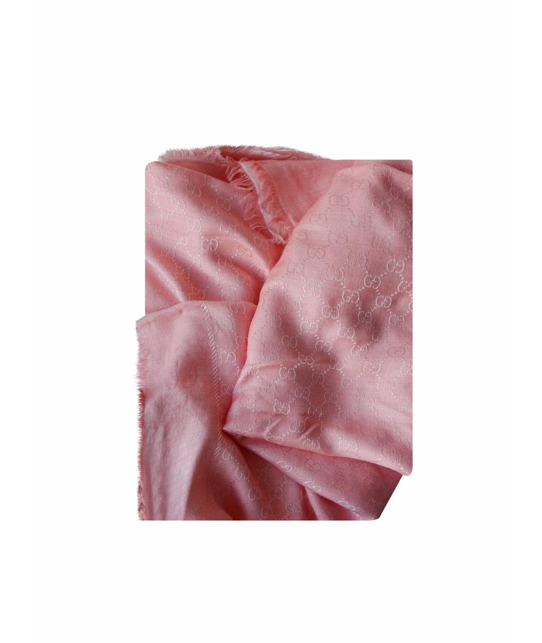 GUCCI Розовый шерстяной шарф, фото 1