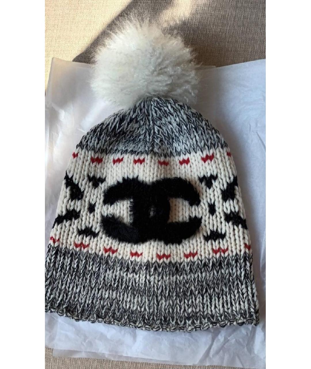 CHANEL Белая шерстяная шапка, фото 7