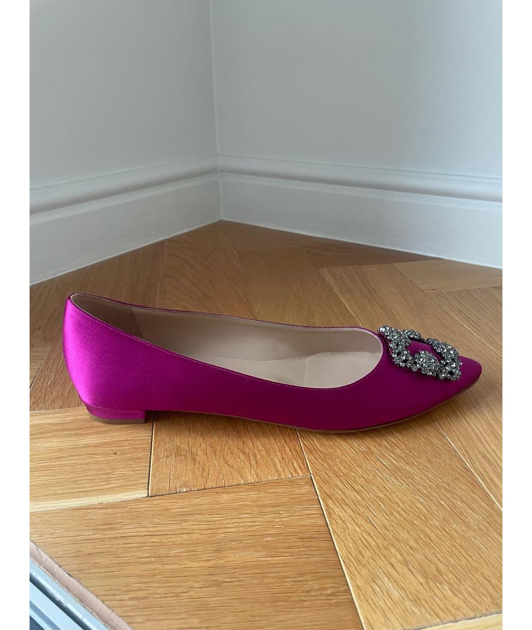 MANOLO BLAHNIK Фуксия текстильные балетки, фото 5