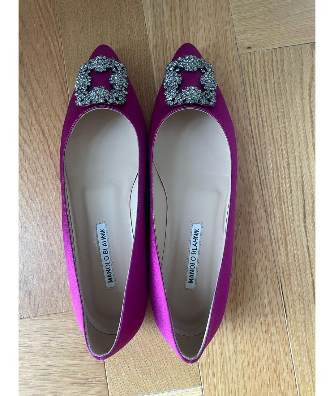 MANOLO BLAHNIK Фуксия текстильные балетки, фото 3