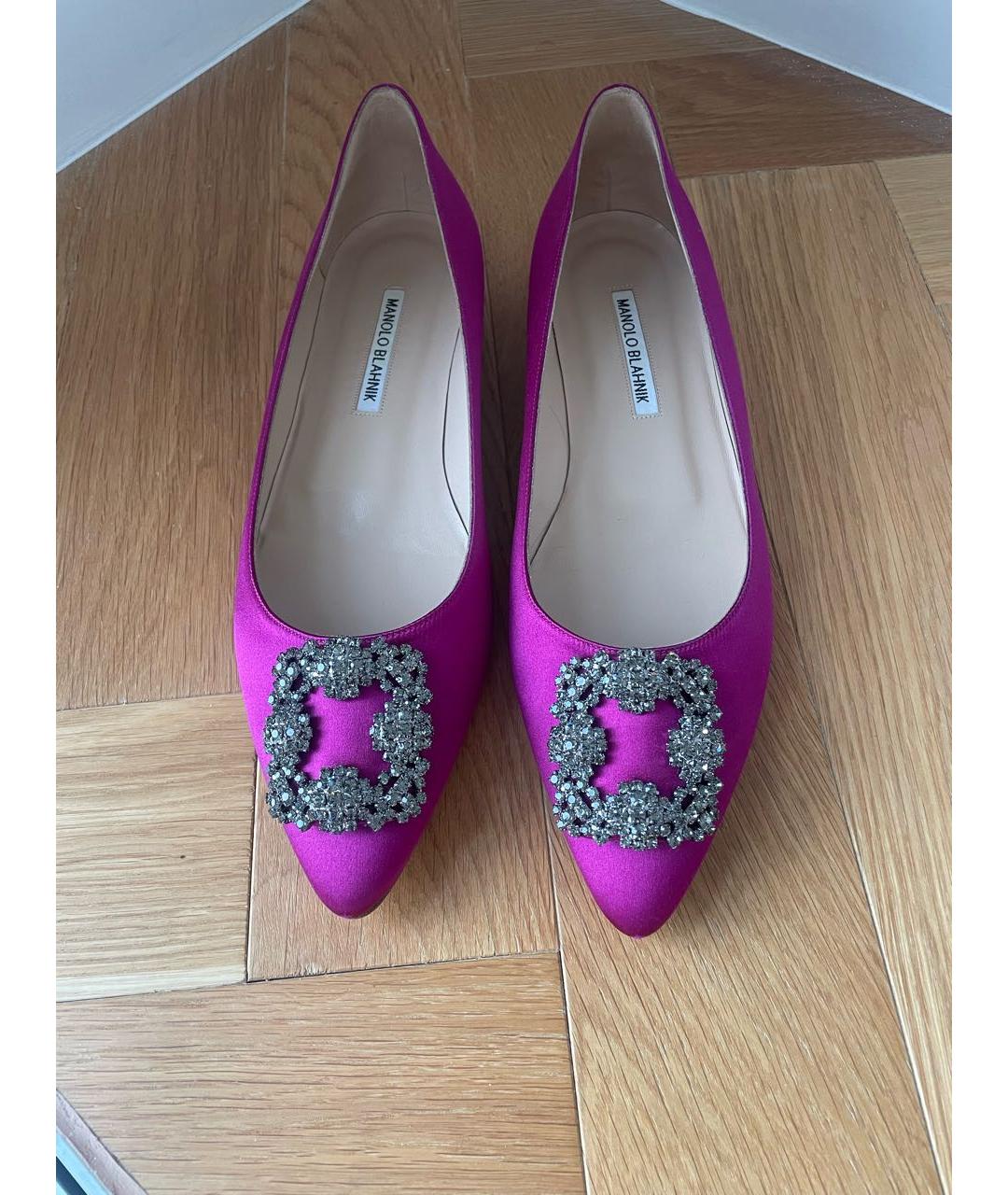 MANOLO BLAHNIK Фуксия текстильные балетки, фото 2