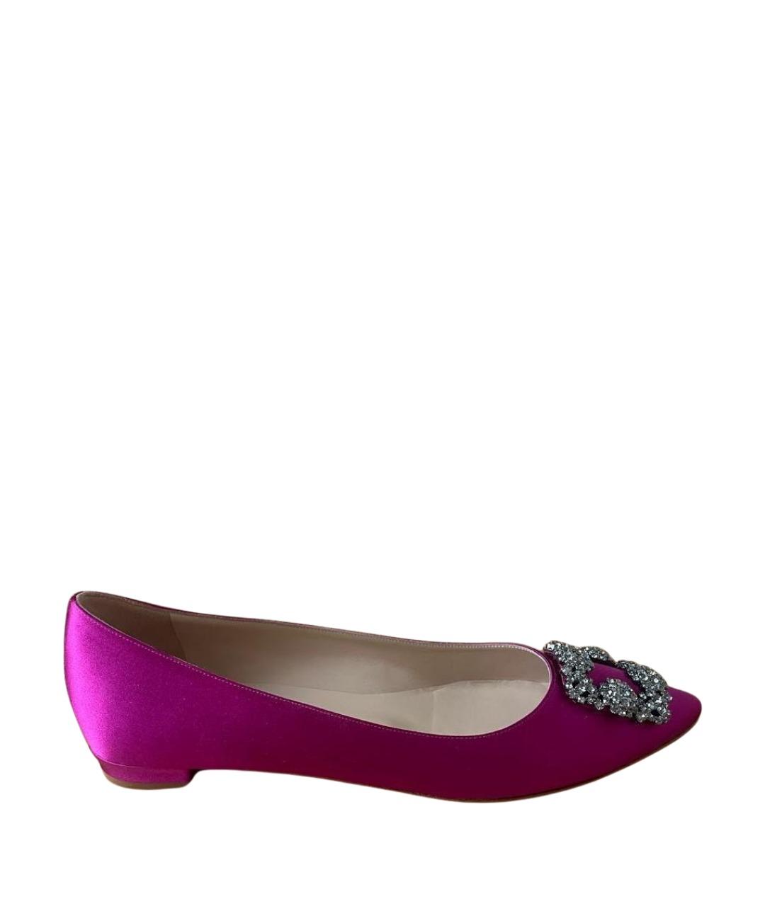 MANOLO BLAHNIK Фуксия текстильные балетки, фото 1