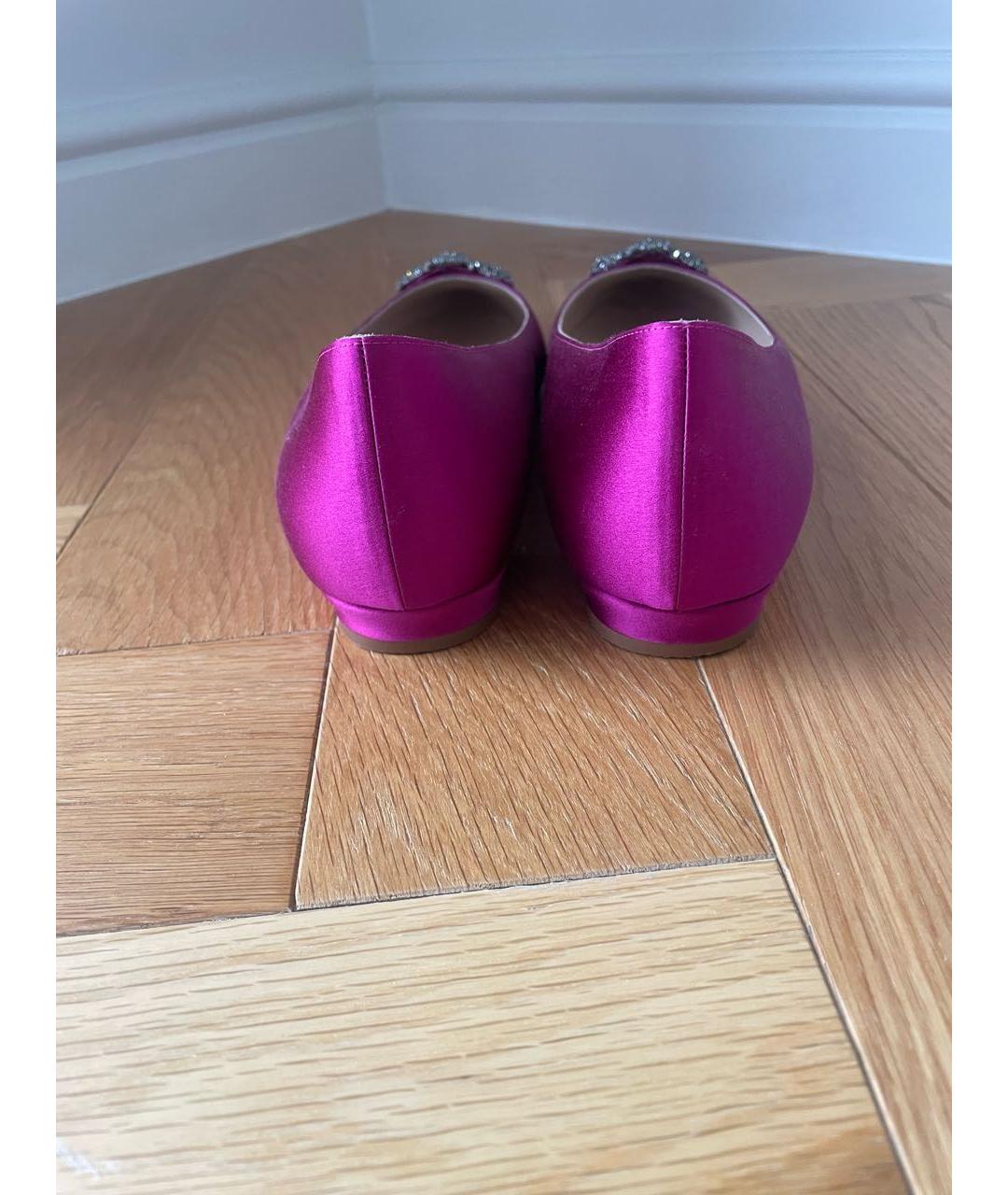 MANOLO BLAHNIK Фуксия текстильные балетки, фото 4