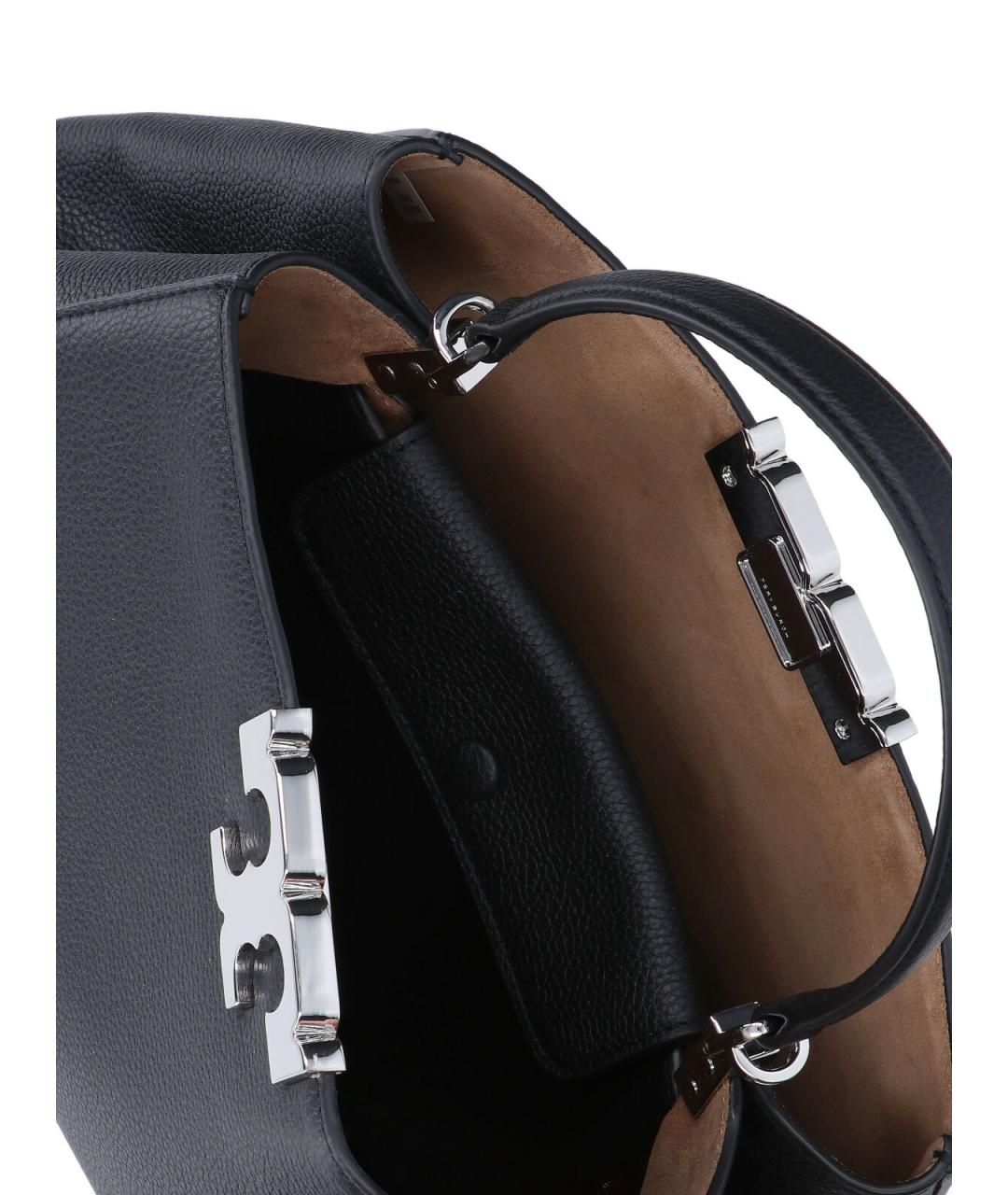 TORY BURCH Черная кожаная сумка тоут, фото 2