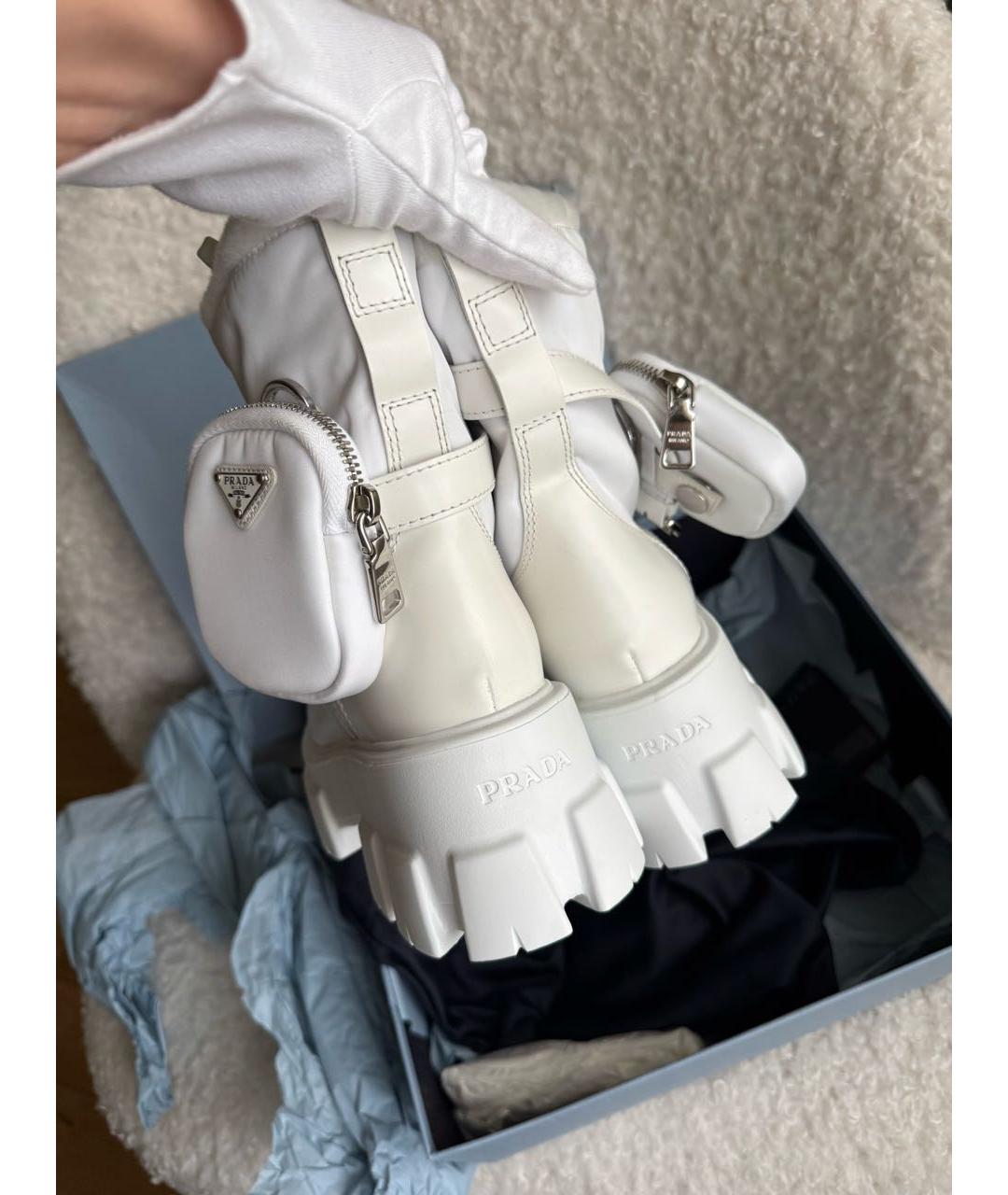 PRADA Белые кожаные ботинки, фото 2