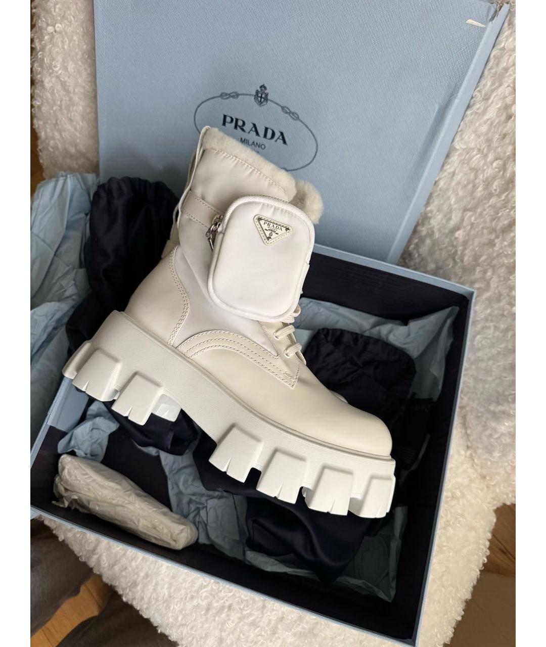 PRADA Белые кожаные ботинки, фото 4