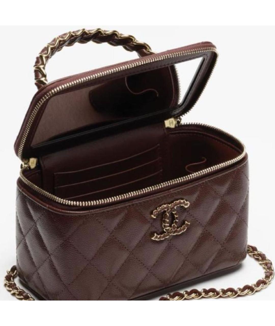 CHANEL Коричневая кожаная сумка с короткими ручками, фото 4