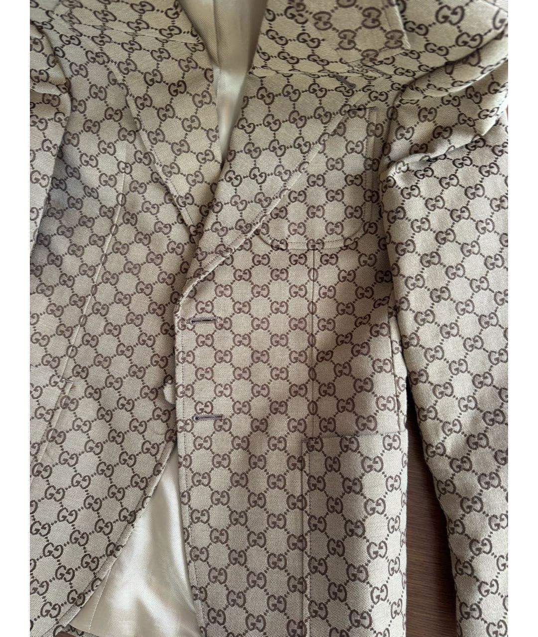 GUCCI Бежевый полиамидовый жакет/пиджак, фото 4