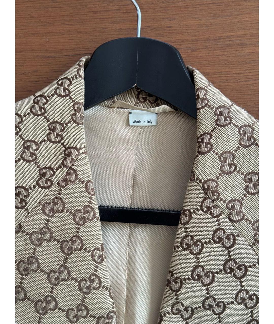 GUCCI Бежевый полиамидовый жакет/пиджак, фото 3