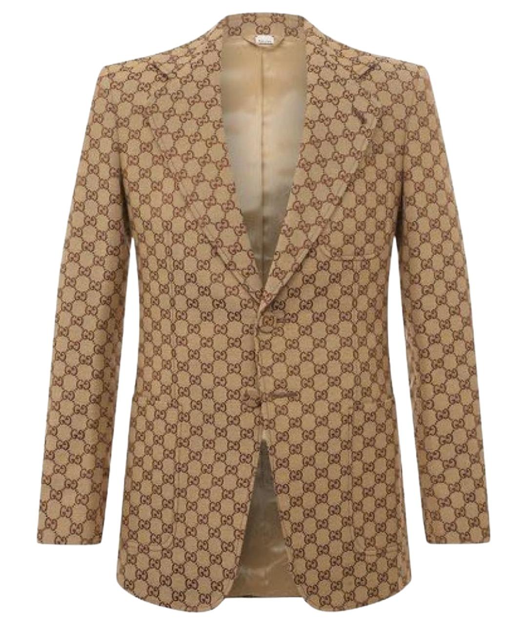 GUCCI Бежевый полиамидовый жакет/пиджак, фото 1