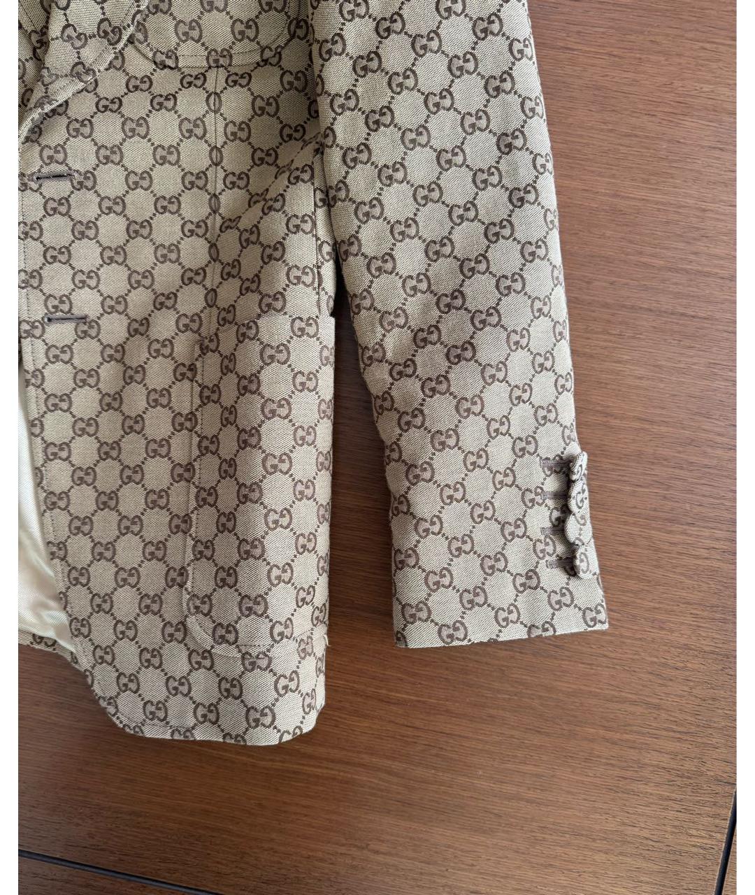 GUCCI Бежевый полиамидовый жакет/пиджак, фото 5