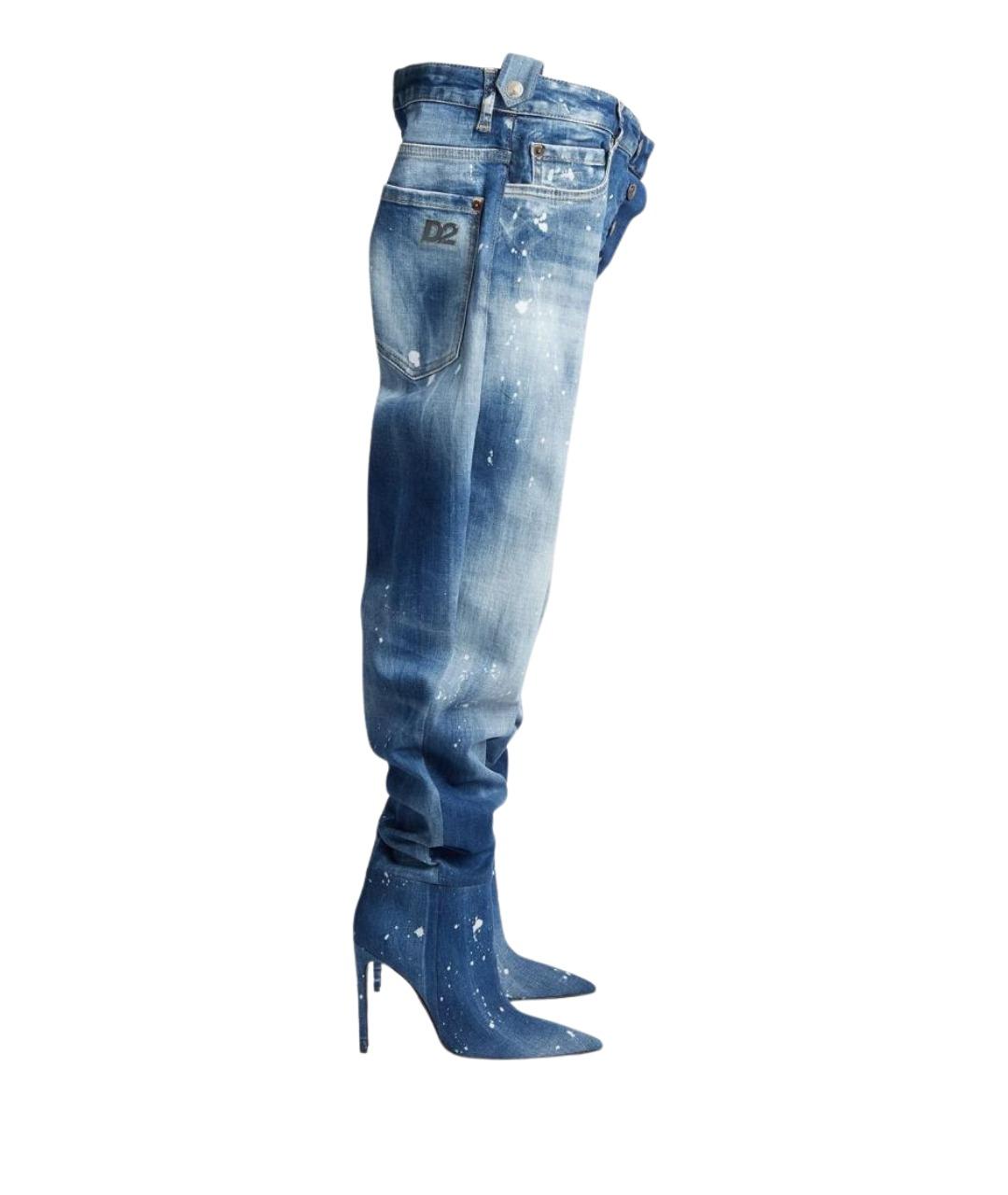 DSQUARED2 Синие текстильные ботфорты, фото 1