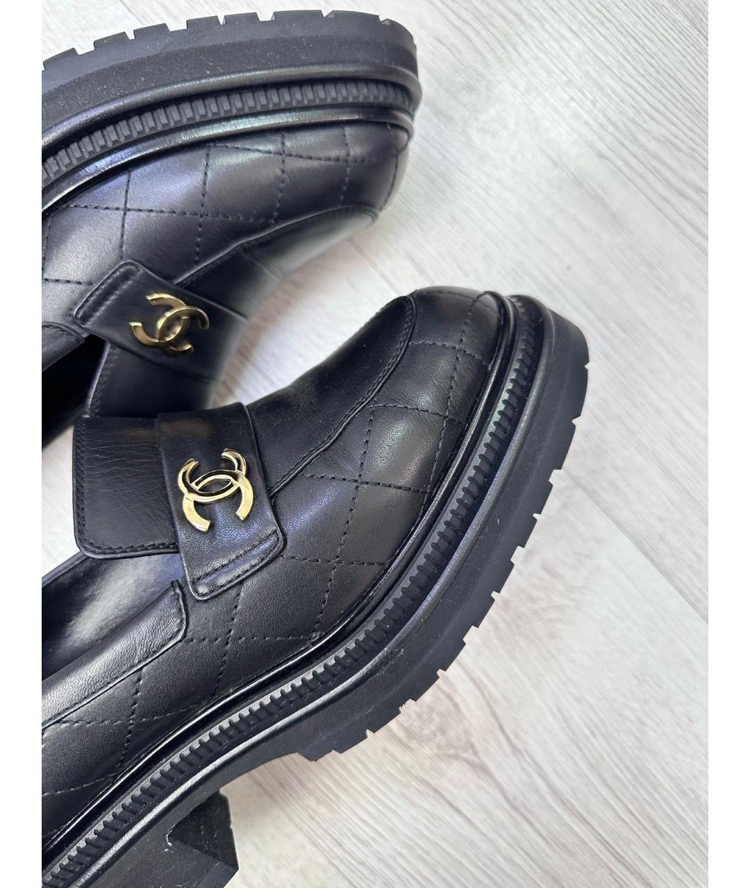 CHANEL Черные кожаные лоферы, фото 6