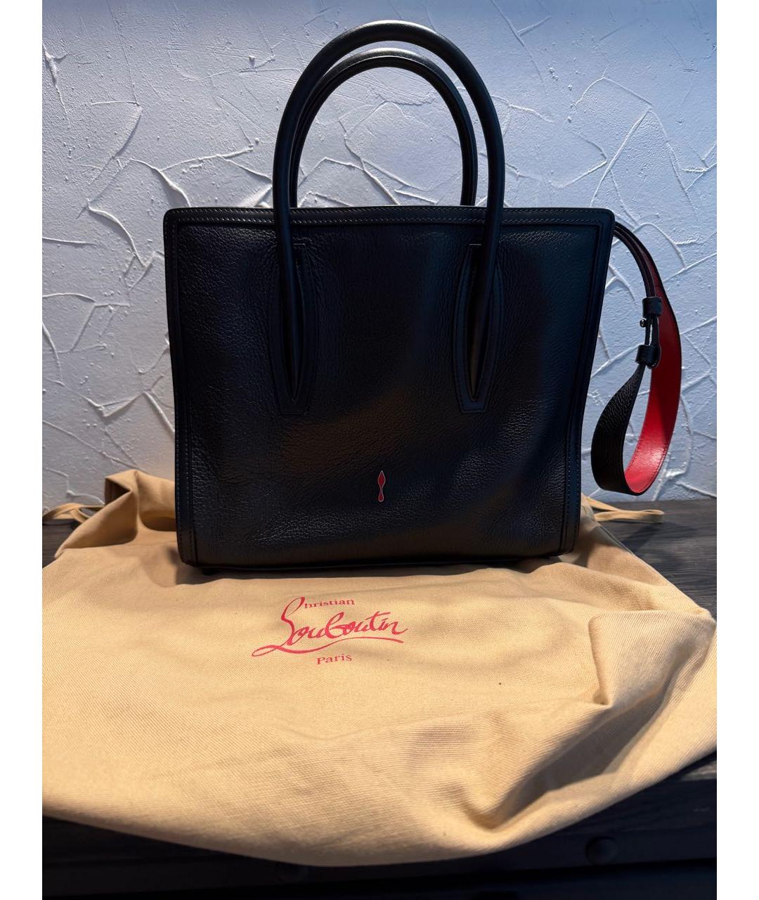 CHRISTIAN LOUBOUTIN Черная кожаная сумка тоут, фото 3