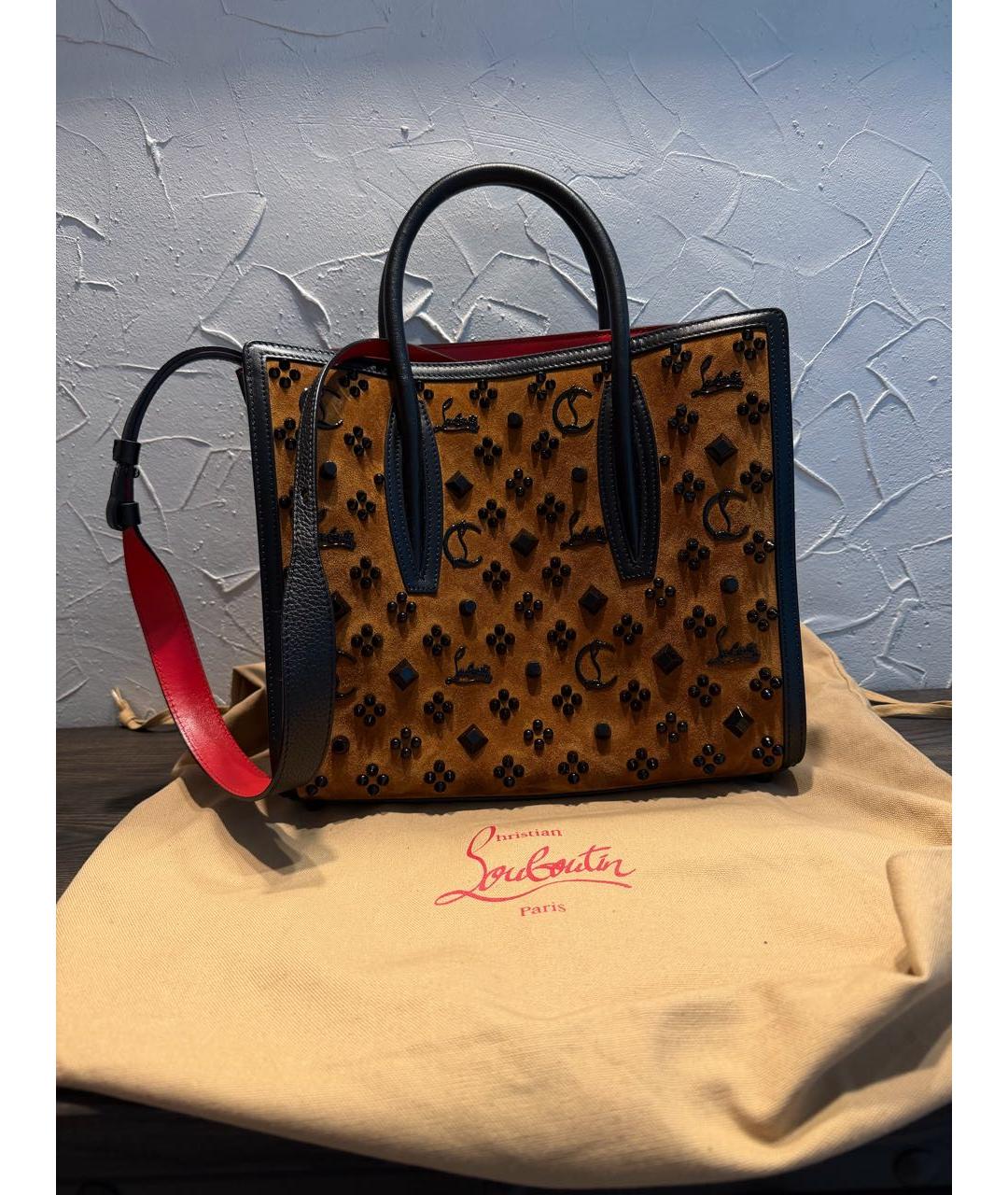 CHRISTIAN LOUBOUTIN Черная кожаная сумка тоут, фото 8