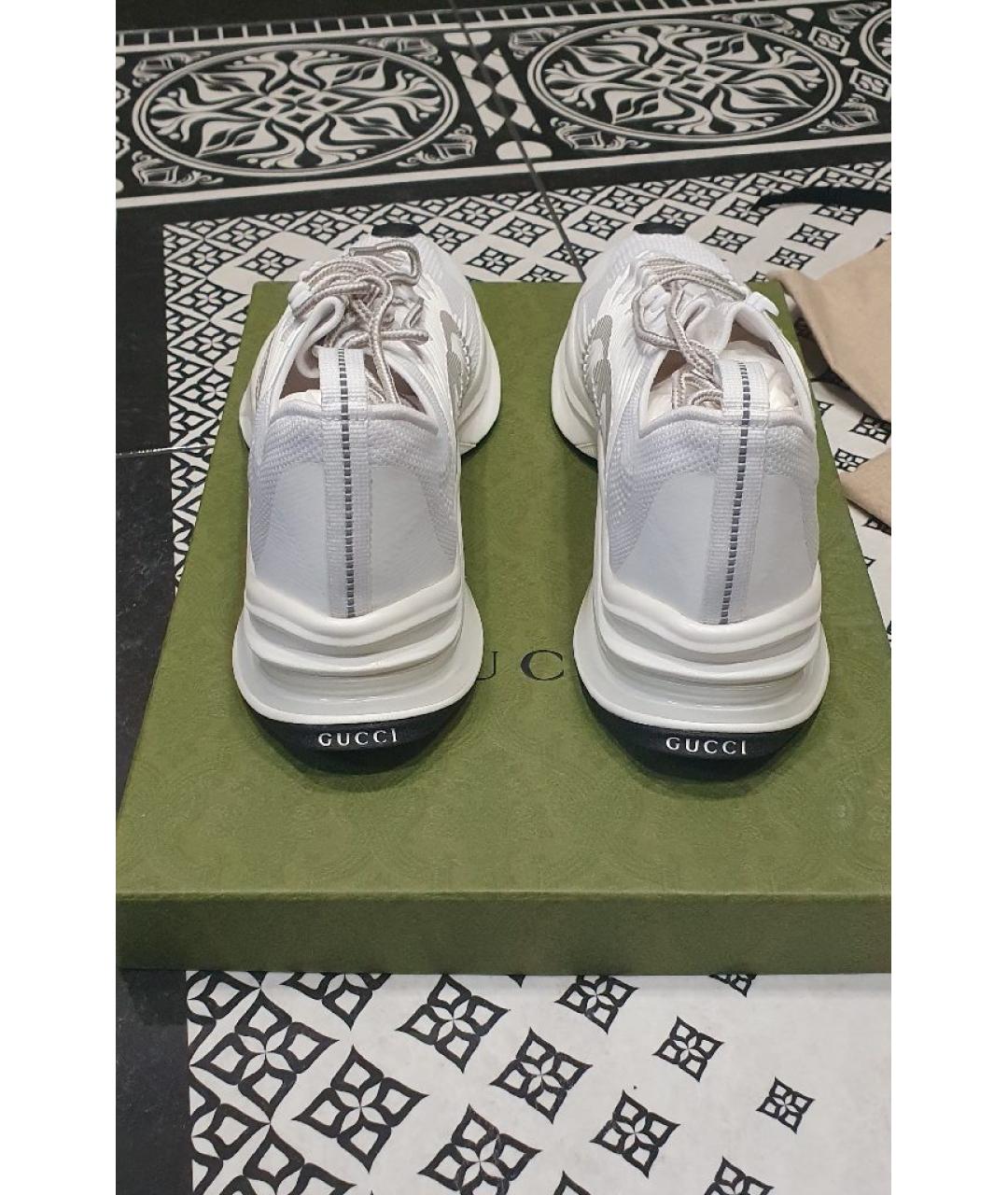 GUCCI Белые текстильные низкие кроссовки / кеды, фото 4