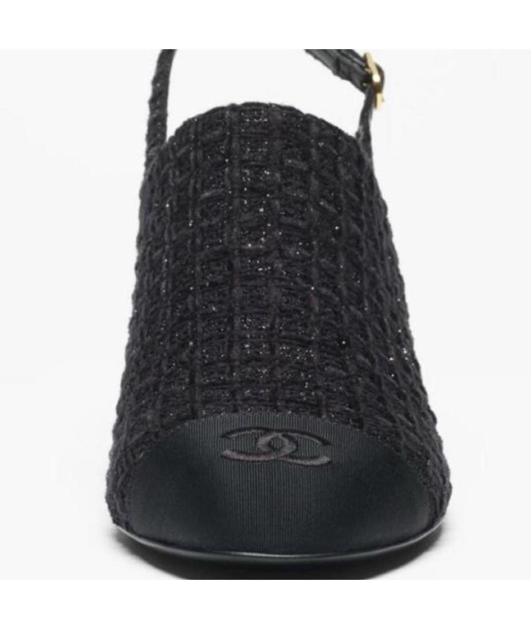 CHANEL Черные текстильные туфли, фото 4