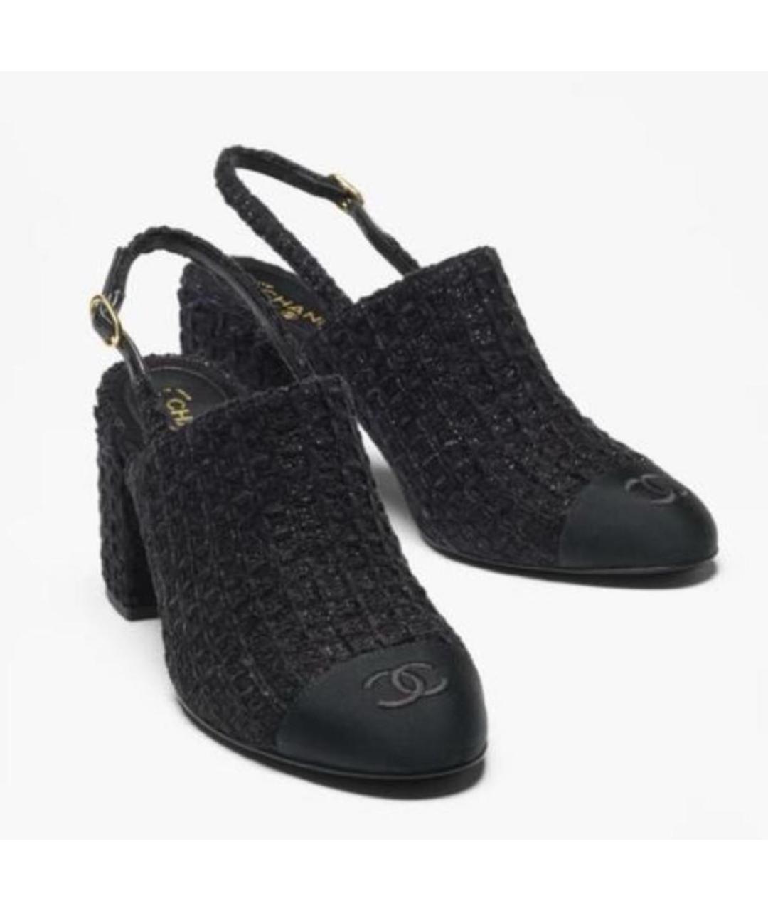 CHANEL Черные текстильные туфли, фото 2
